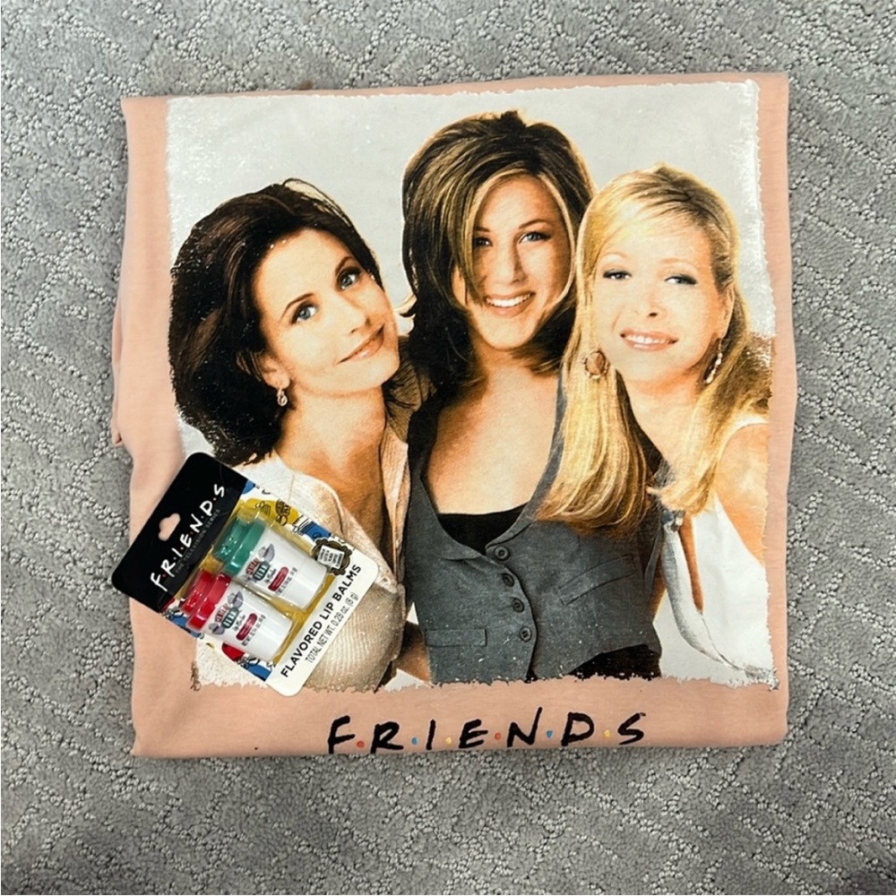 NWT XL Friends pink short sleeve tee and nib lip balms